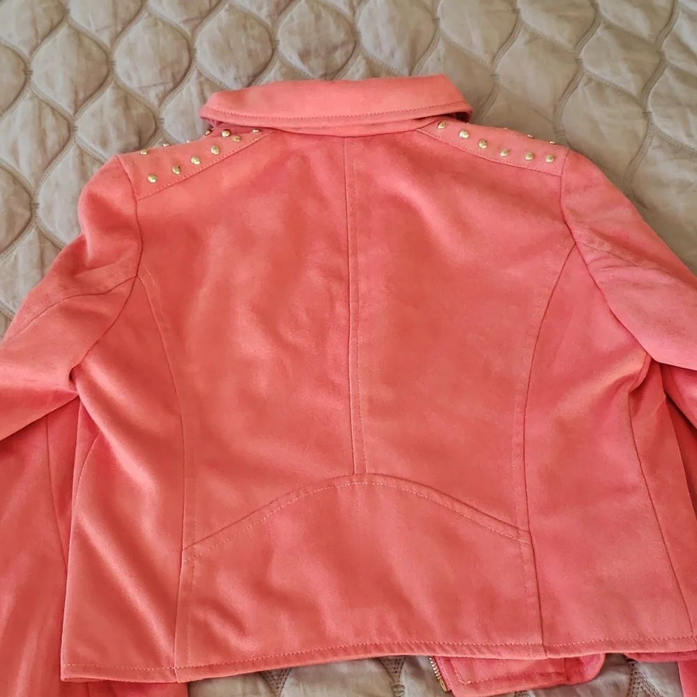 Italian Design Girls crop motojacket w/studs and pockets